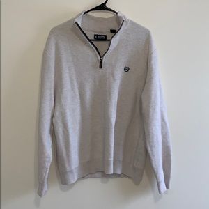 Chaps Quarter zip sweater. White. Size large